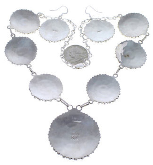 Multicolor Southwest Sterling Silver Link Necklace Set PX37831